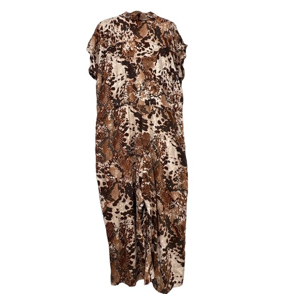 Apt. 9 Python Print Utility Jumpsuit Womens XXL Short Sleeve One Piece Tan - Picture 2 of 12